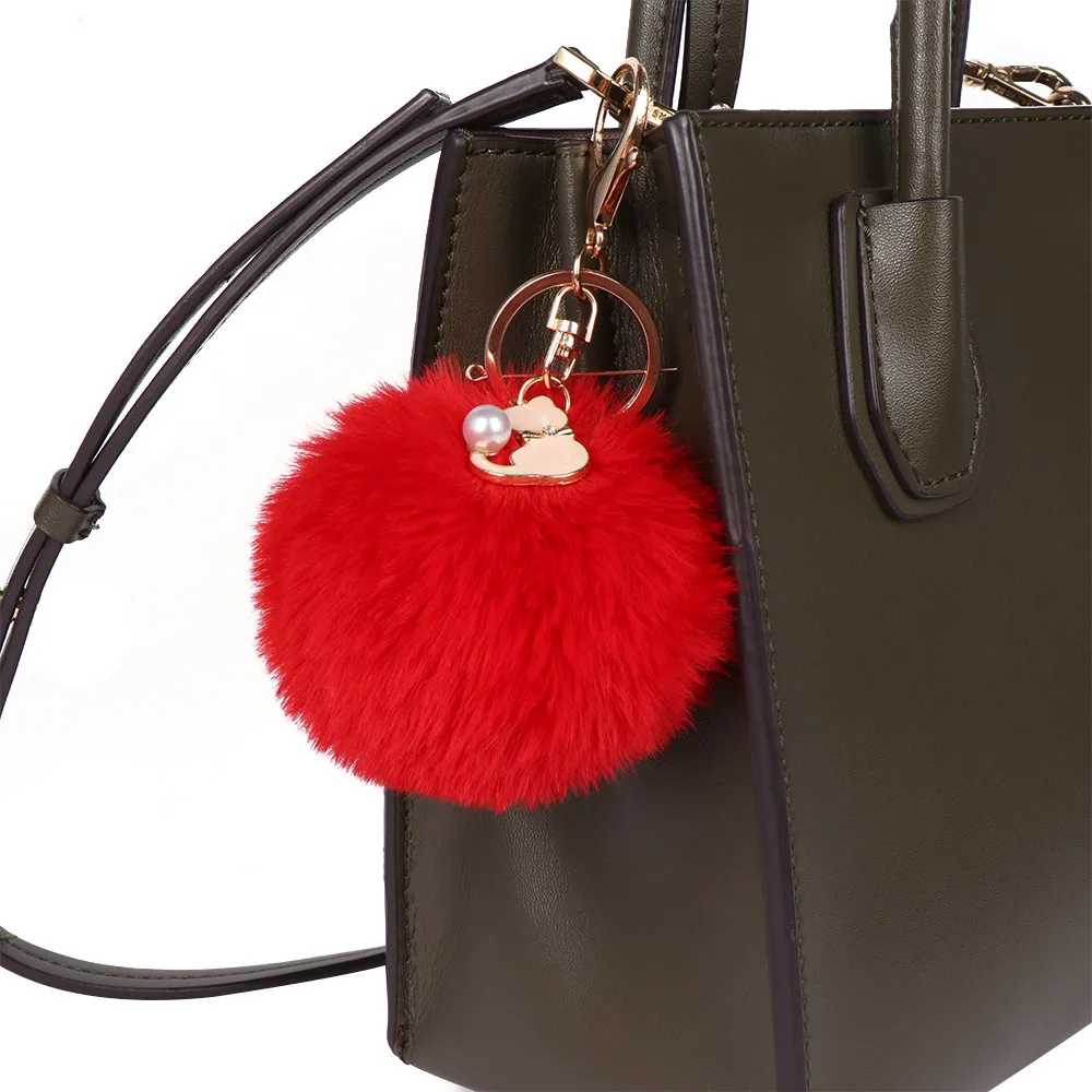 1 шт. милый розовый Кот пушистый меховой шарик помпон брелок для ключей Женская