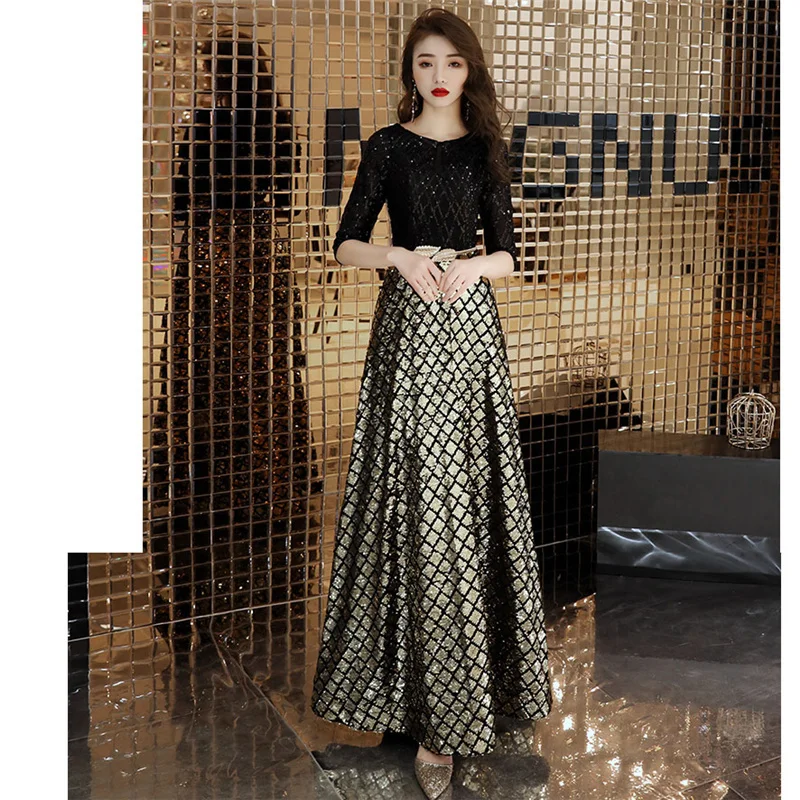 Вечерние платья О-Образным Вырезом It's YiiYa Халат де Вечер Плюс Размер Black Empire