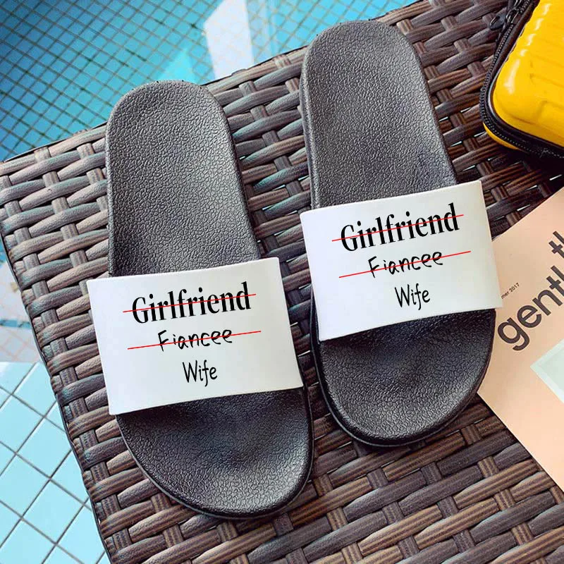

Women Slippers 2021 Letter Girlfriend Print Indoor Flip Flops Bathroom Women Slippers Flat Women Sandals Comfort Shoes For Women