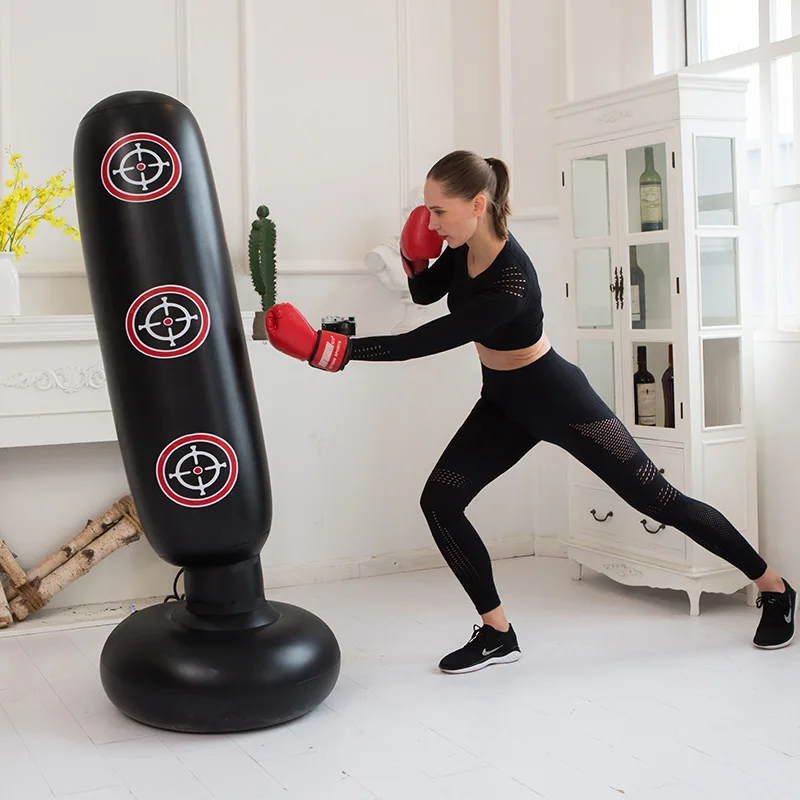 KO Kick Pattern Inflatable Boxing Column 1.6m Punching Bag Adult Venting Percussion Physical Fitness Training Equipment | Игрушки и