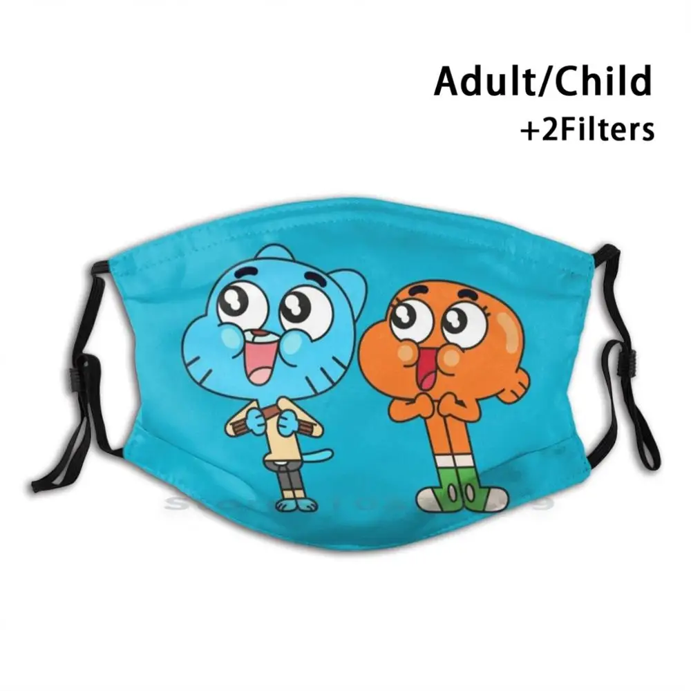 

Многоразовая маска Gumball Darwin с фильтром Pm2.5, детская маска для лица Gumball Watterson Gumball Darwin Watterson Cute