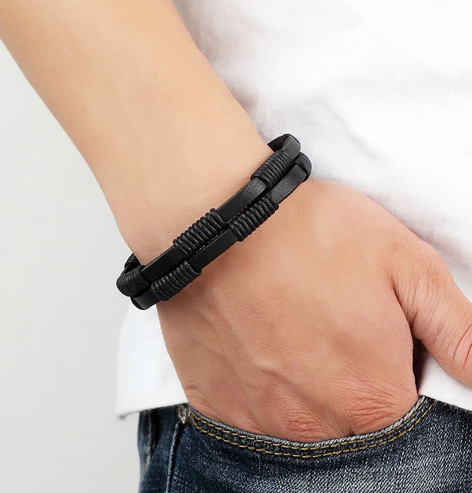 Браслет TYO мужской плетеный из нержавеющей стали модное многослойное