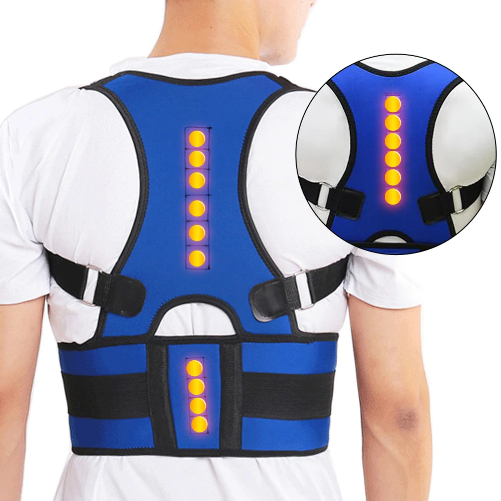 

Blue Black Magnetic Adjustable Back Shoulder Waist Lumbar Support Belt Posture Corrector Brace Recovery Orthotics Health Care