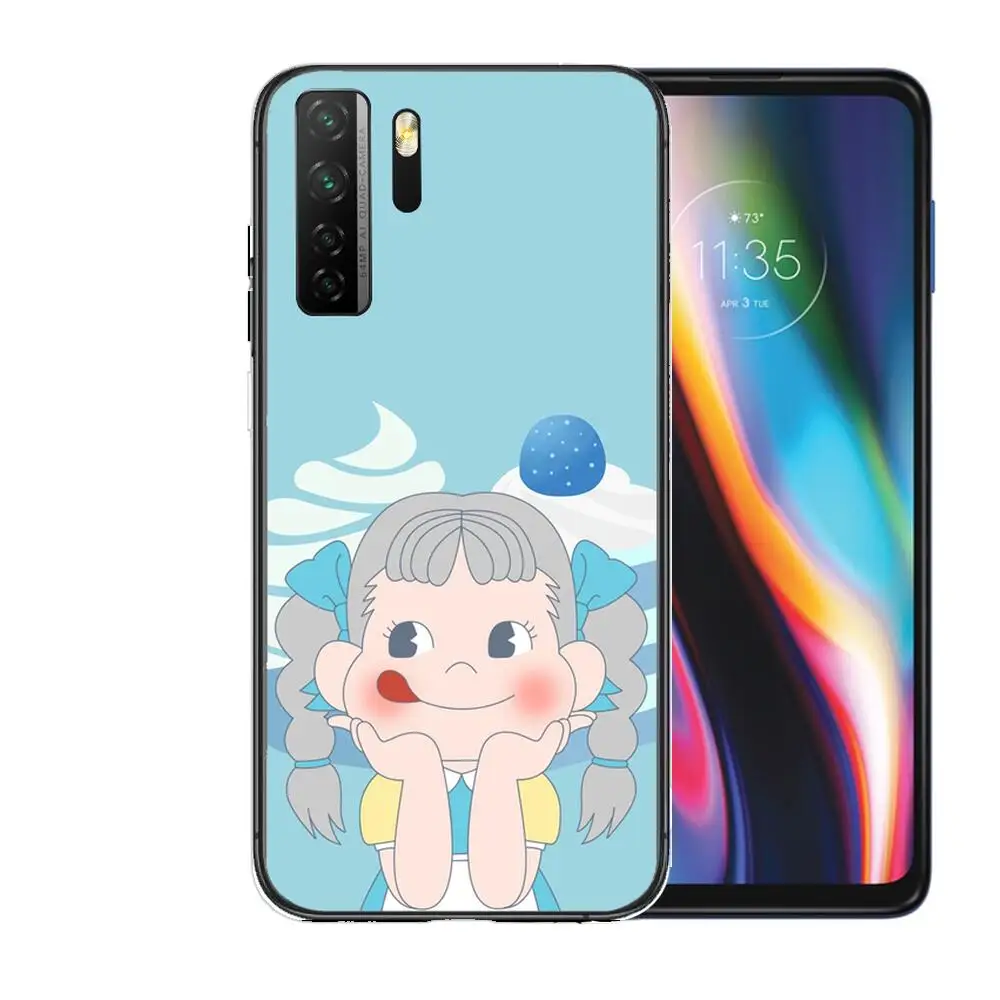 Милый черный мягкий чехол с мультяшной девушкой f-fujiya пухом для Huawei Nova 8 7 6 SE 5T 7i 5i 5Z
