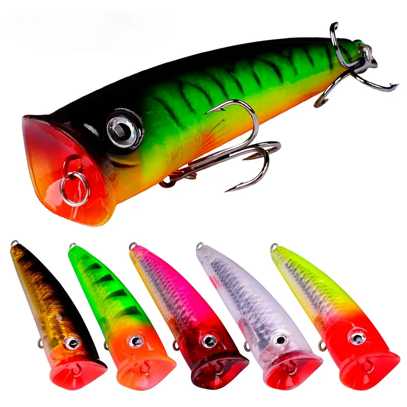 

Popper Lures 7.5cm / 10.5g Six-color Floating Water Fishing Bait Bionic Minnow Fishing Bait for River Lake Reservoir Pond Stream