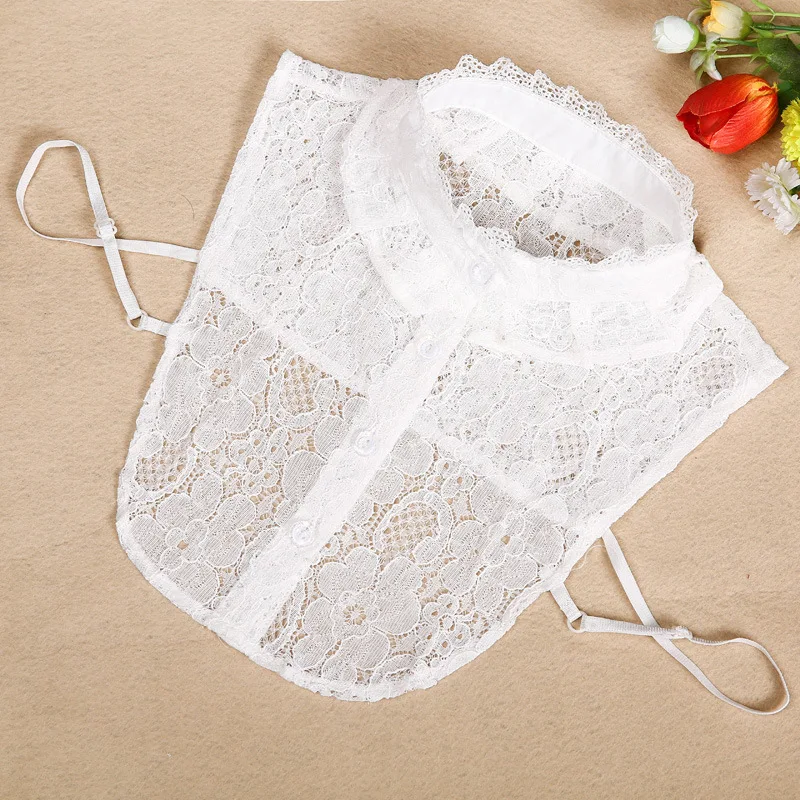 Linbaiway женские рубашки Съемная воротники для женщин размера плюс кружево стенд