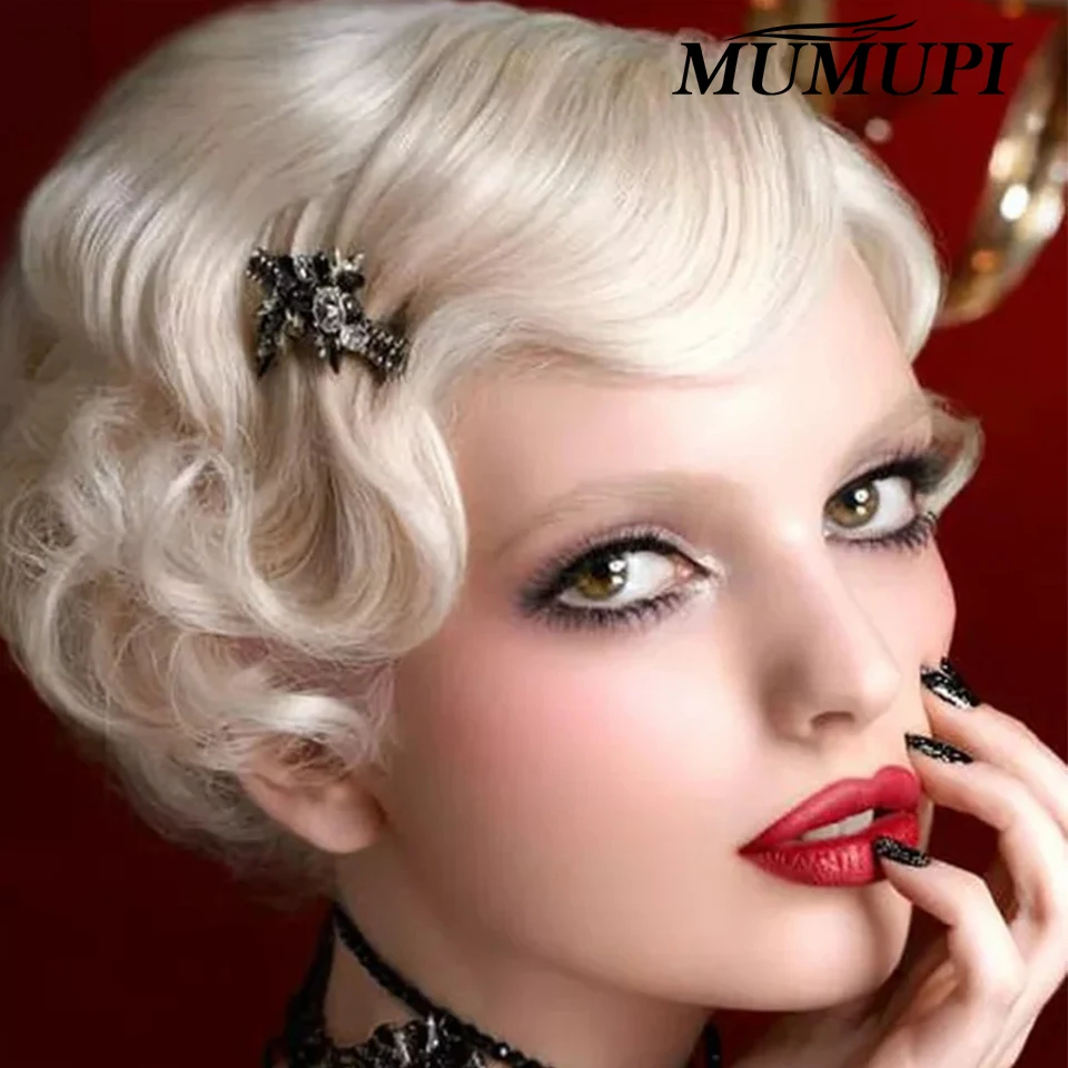 MUMUPI шикарные Ретро локоны Короткие вьющиеся парики для афро американских женщин