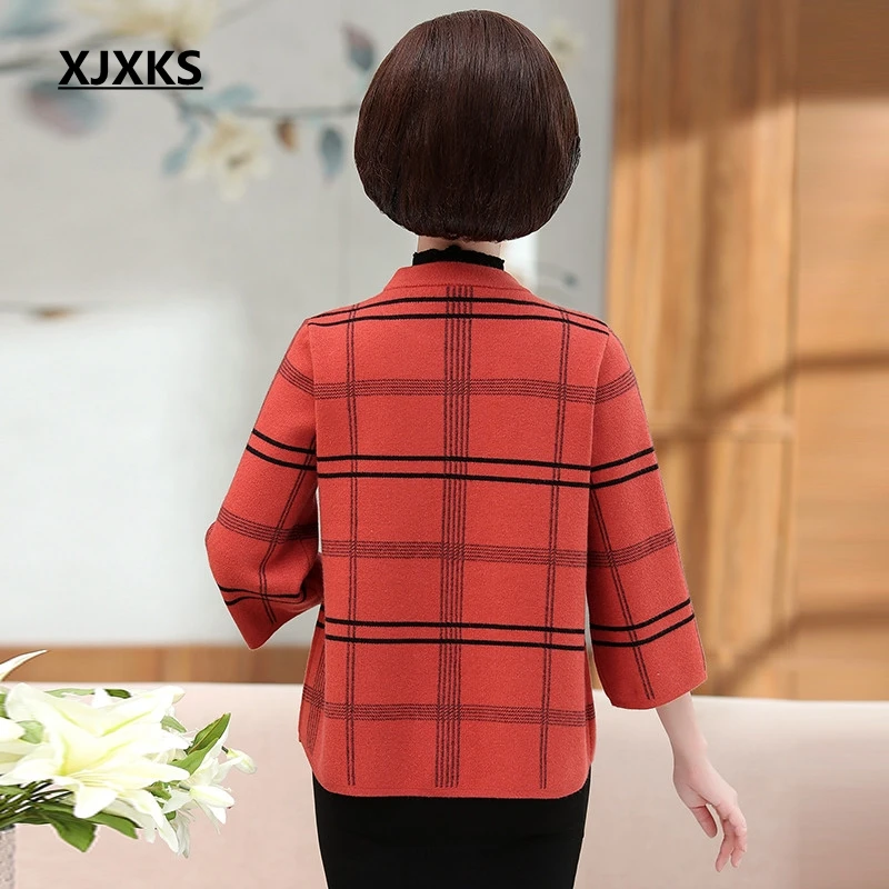 Кардиган XJXKS трикотажный однобортный удобный шерстяной кардиган с круглым