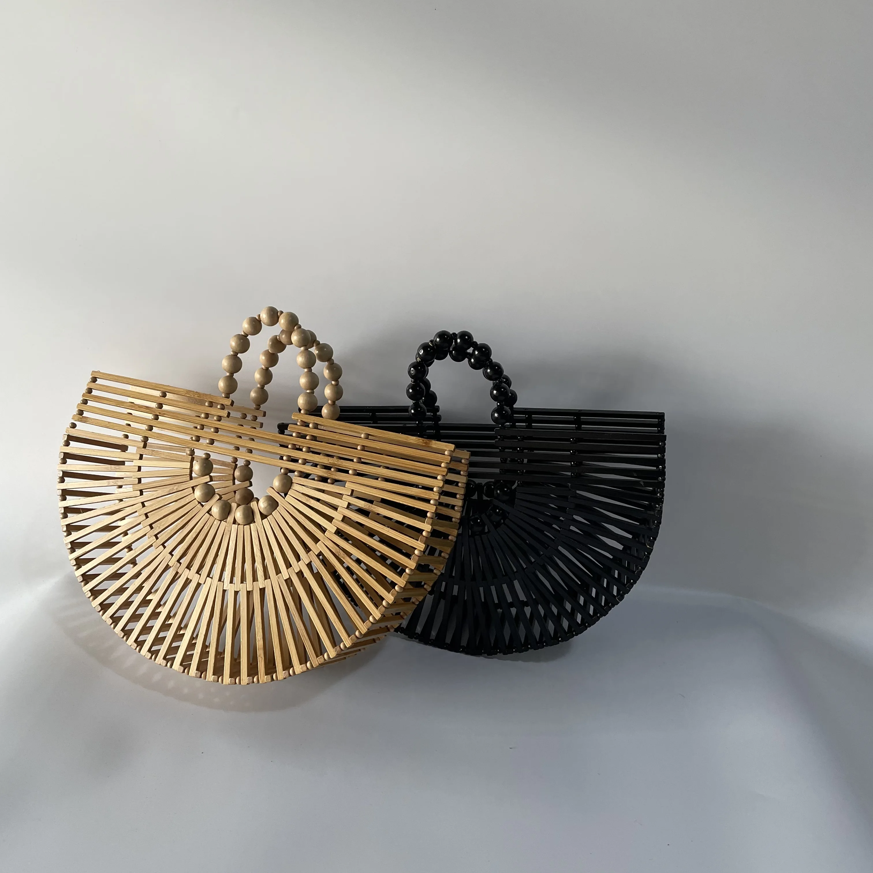 Женская большая бамбуковая сумка из натурального бамбука Пляжная дизайнерская