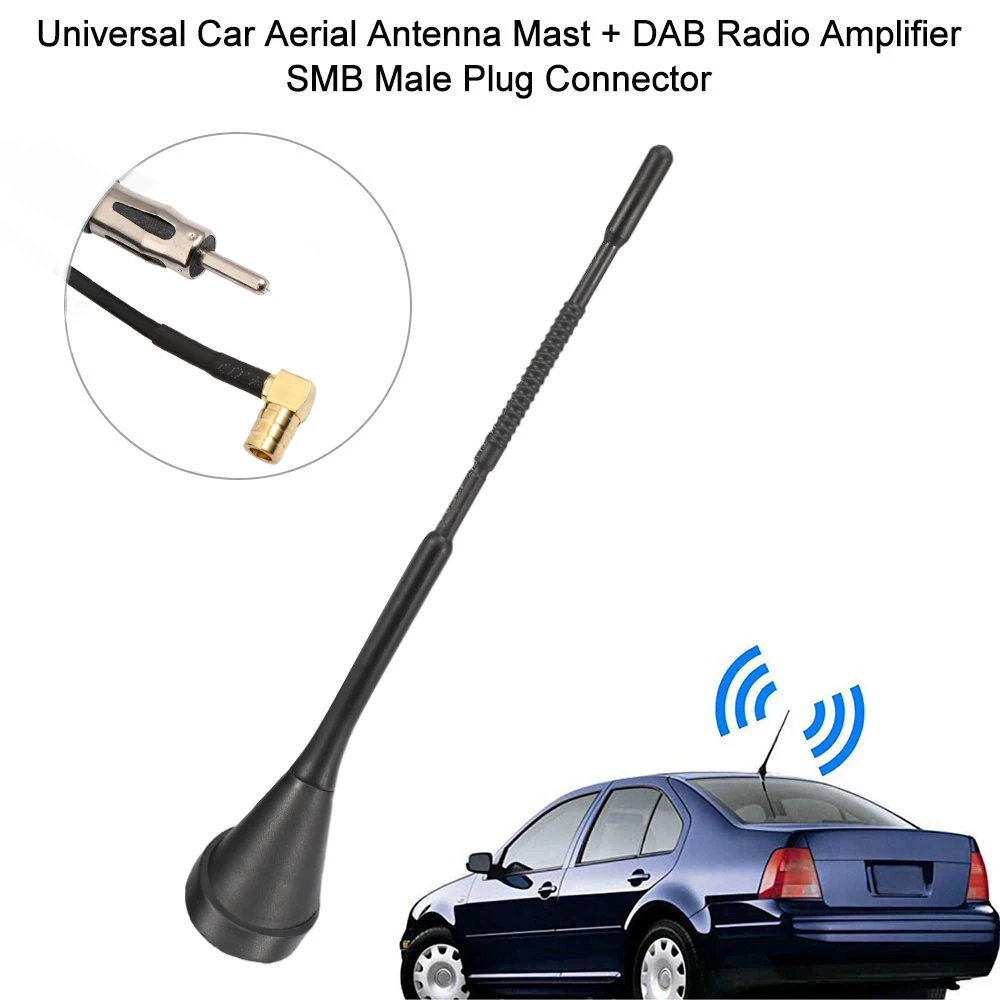 1 Set Black Universal Car Roof Mount AM FM Radio Antenna Aerial Base Kit Active Amplified DAB + Mast | Автомобили и мотоциклы