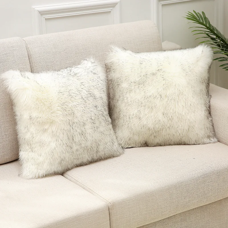 OIMG Fur Velvet Throw Pillow Sofa Cushions Covers Yellow Pillowcase For 45*45cm | Дом и сад
