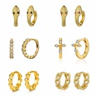 Женские золотые серьги-кольца в виде змеи из циркона, 14 к