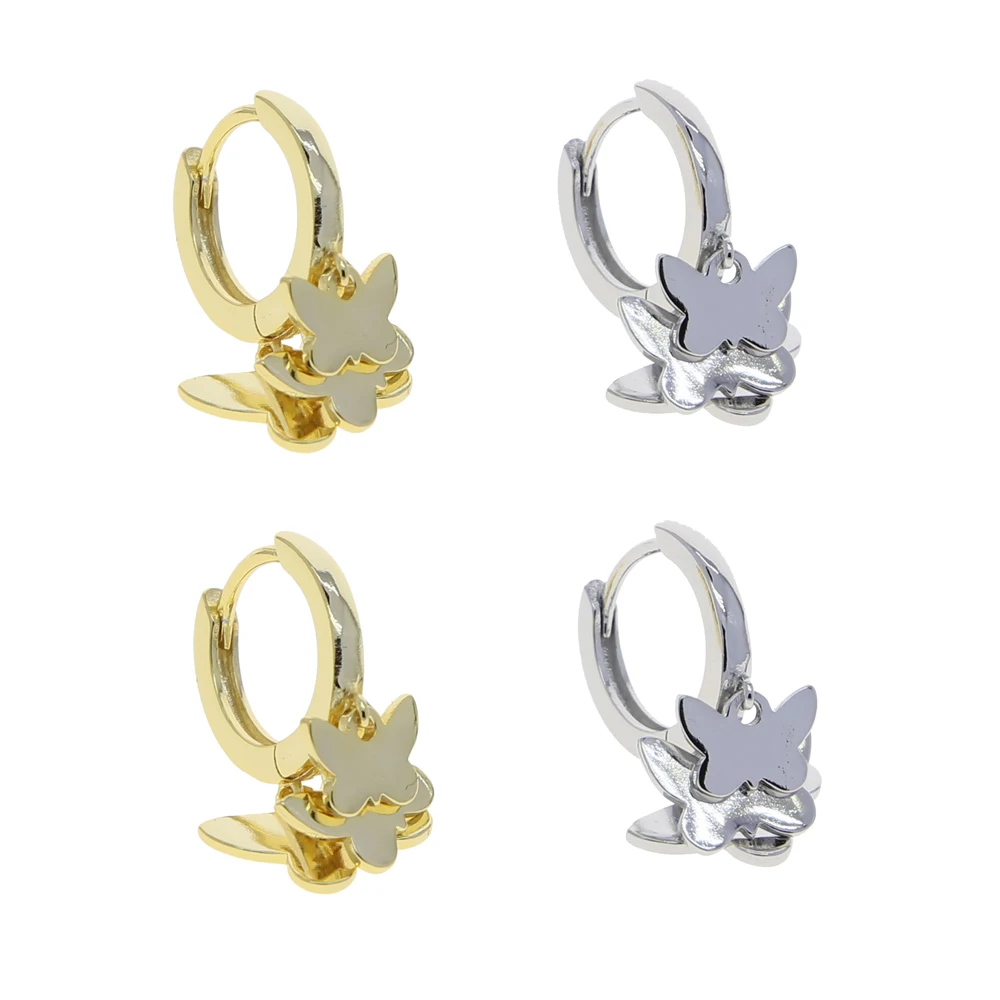 

Multi mini butterfly charm hoop earring for women minimal wedding trendy 2021 hoop earrings high polish animals dangle earring