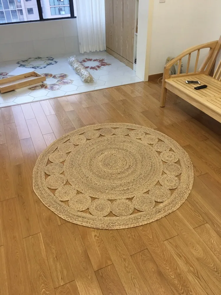 Натуральный камышовый ковер ручной работы для лета декоративный мат круглой