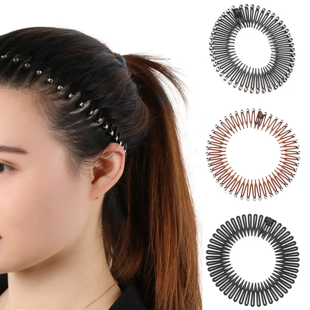 

Elastic Hair Band Foldable Headwear Rhinestone Hair Clip Flexible Plastic Comb For Makeup Bath Swimming Hair Accessories