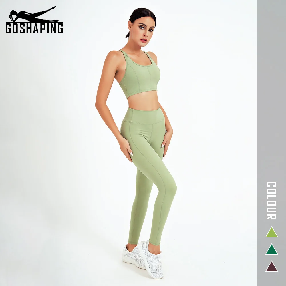 

Yoga Suits Sports 2pcs Sets Sexy Hollow Out Sportswear Gym Clothing Workout Running Shockproof Bras&High Waist Hip Up Leggings