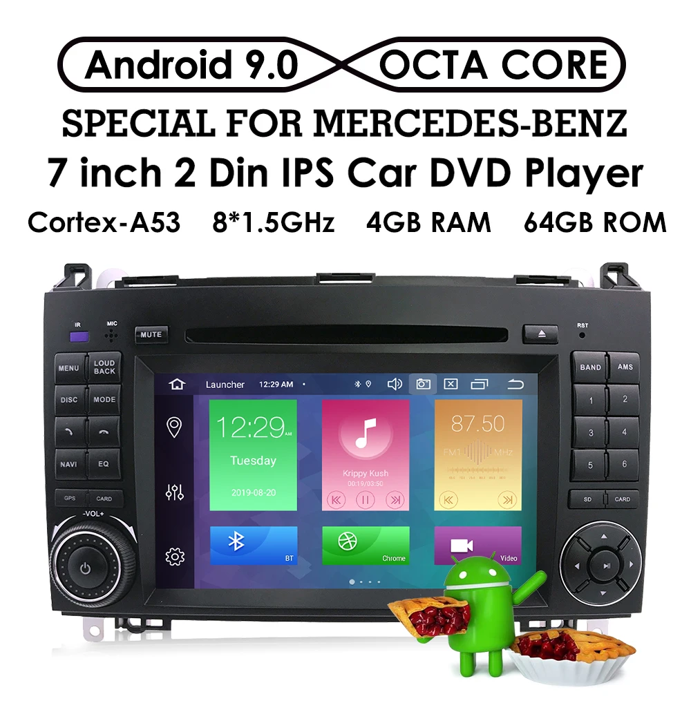 2din Android9.0 CarDVD gps головное устройство для Mercedes Benz B200 A B Class W169 W245 Viano Vito W639 Sprinter W906 4G Bluetooth радио