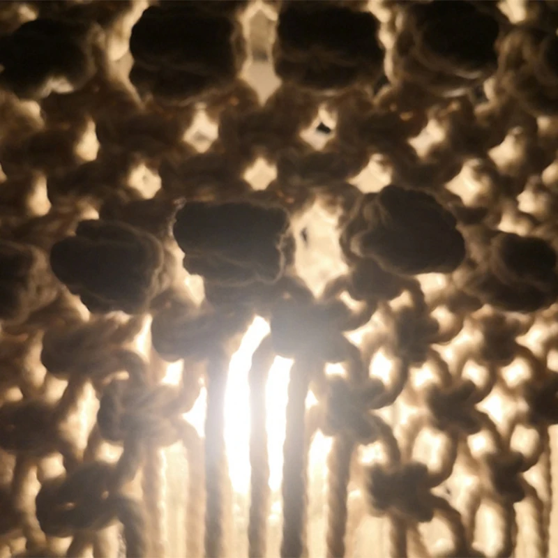 

Nordic Style Cotton Rope Hand-Knitted Tassel Lampshade Tapestry Macrame Hanging Lamp Decoration for Living Room