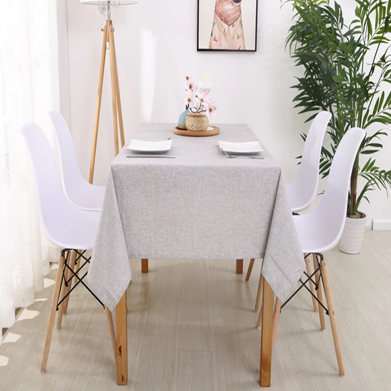 Скатерть из хлопка и льна простая современная однотонная прямоугольная кофейная