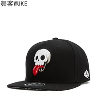 hip hop flat brim hat european and american fashion skull embroidery baseball cap