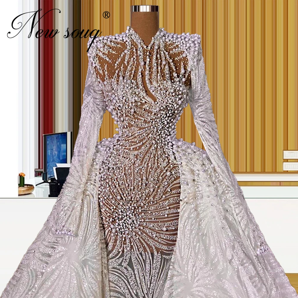 Middle East Beading Evening Gowns Robe De Soiree Celebrity Dresses Dubai Prom Dresses 2021 Crystals Pageant Party Night Dress