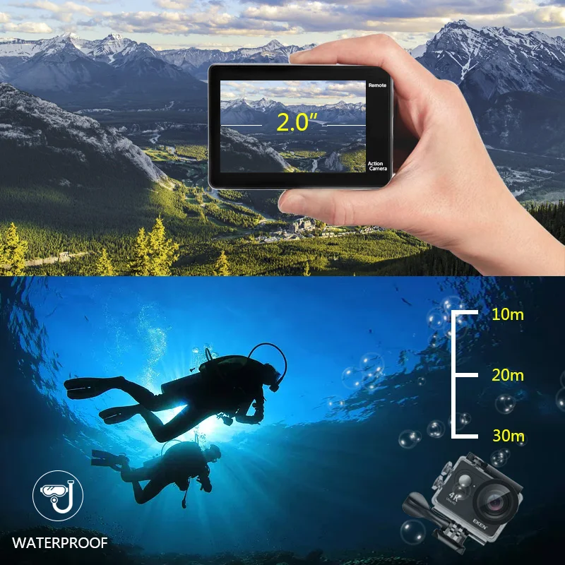 Камера экшн FIREFLY WIFI Ultra HD 4K/30fps 16МП 2.0" 170D 30м под водой водонепроницаемая запись видео на шлеме камеры спортивного типа.