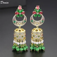 donia jewelry color earrings vintage european and american imitation pearl ladies national wind zirconia earrings aaa earrings