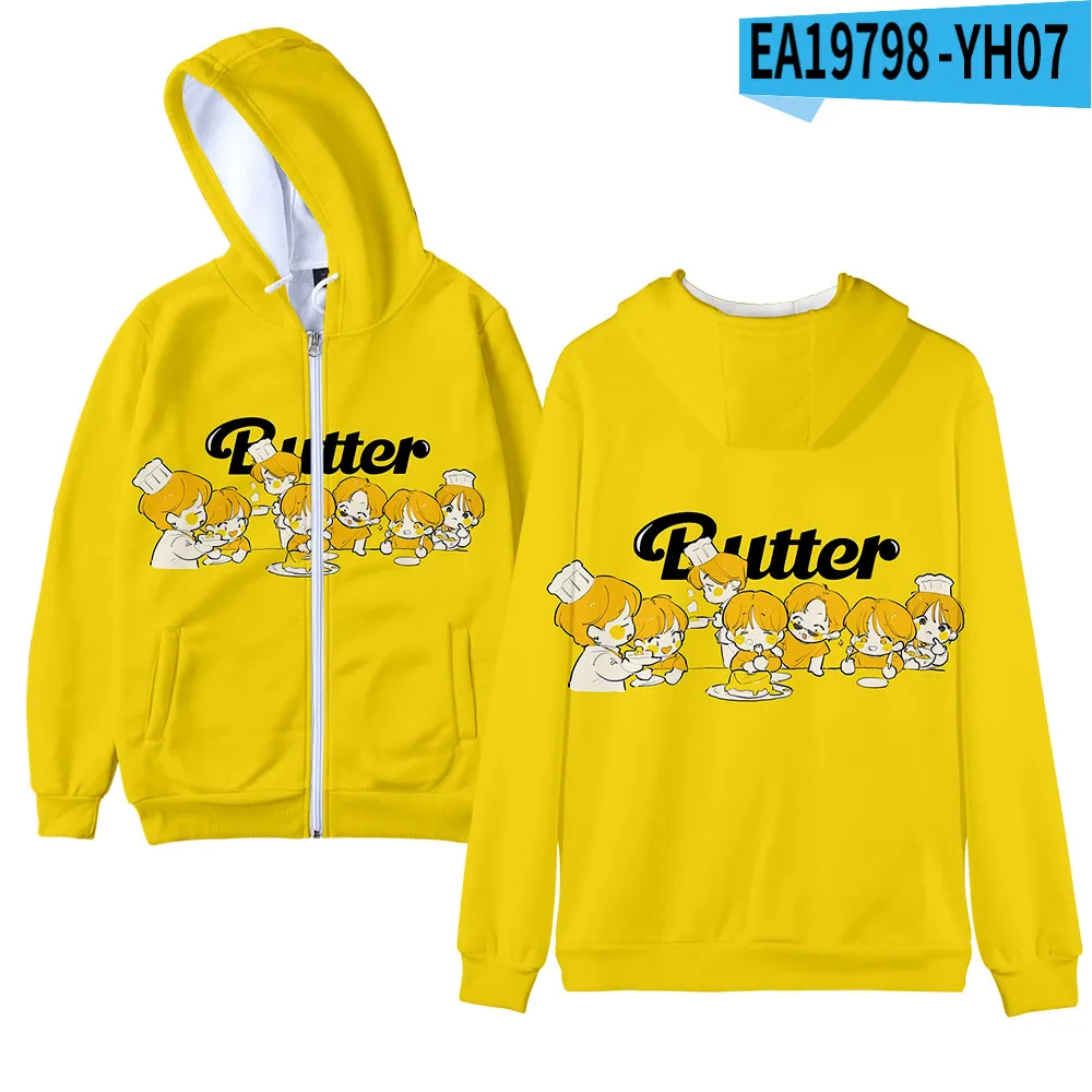 

New album Butter Sweatshirts Bangtan Boys Zipper Hoodies Women Men Oversized Sweatshirt Orange Hoodies Boy girl children Jackets