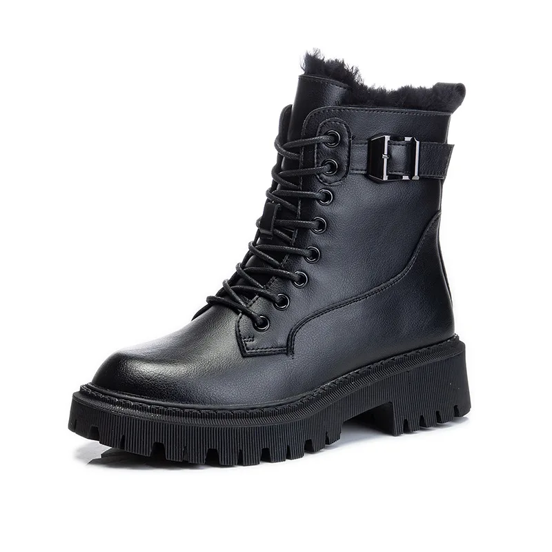 

Fashion New Women Boots Winter Fashion Boots Genuine Leather Wool Fur Boots Lady Shoes Female Brand Warm Black Shoes