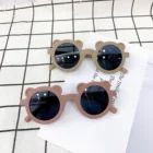 Солнцезащитные очки для мальчиков и девочек, круглые очки в форме медведя с мультипликационным принтом, прекрасные солнечные очки для детей