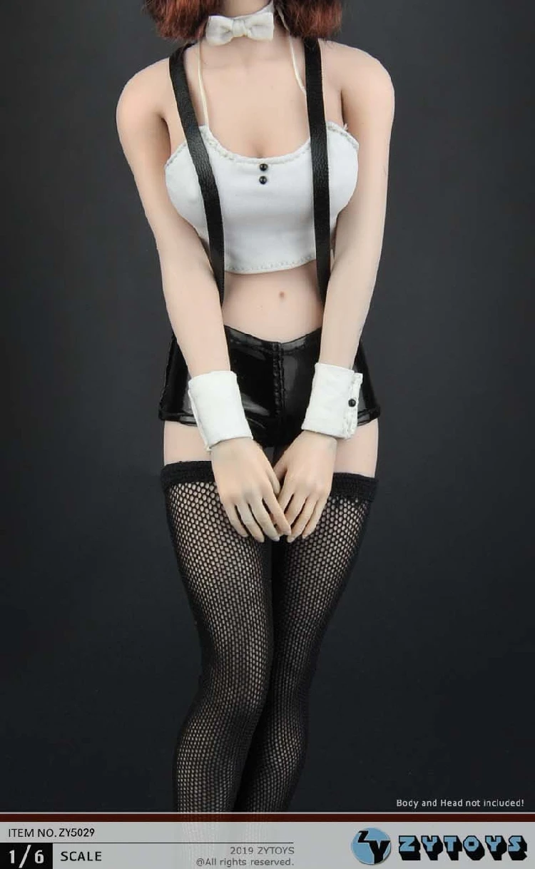 ZYTOYS ZY5029 1/6 костюм кролика для девочек милый женский косплея белый жилет черные