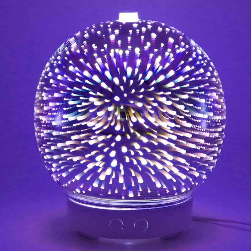 

3D Firework Glass Ultrasonic Air Humidifier with 7 Color Led Night Light Aroma Essential Oil Diffuser Mist Maker