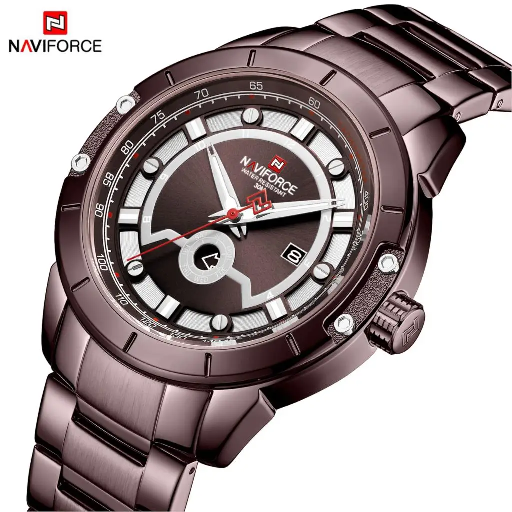 Новые часы NAVIFORCE для мужчин s Топ люксовый бренд Мужские часы с полностью стальным корпусом кварцевые часы аналог водонепроницаемые спортивные армейские военные наручные часы