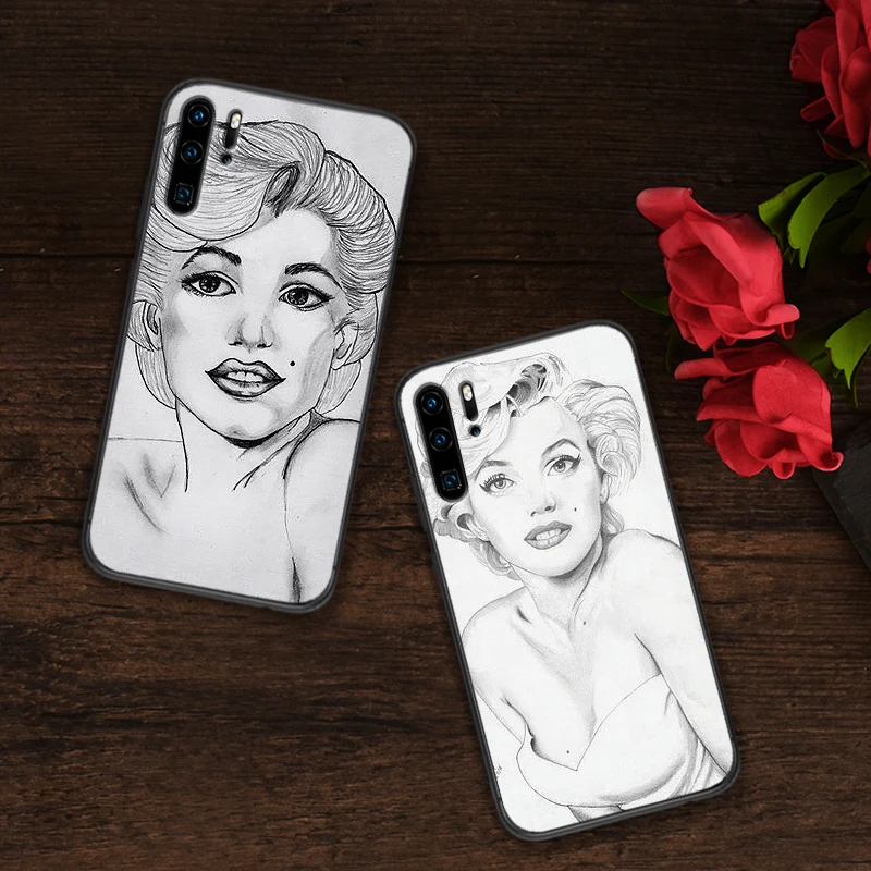 Эскиз Мэрилин Монро мягкий силиконовый телефон чехол для Huawei P10 P20 2019 P8 P9 Mini P30 LITE P