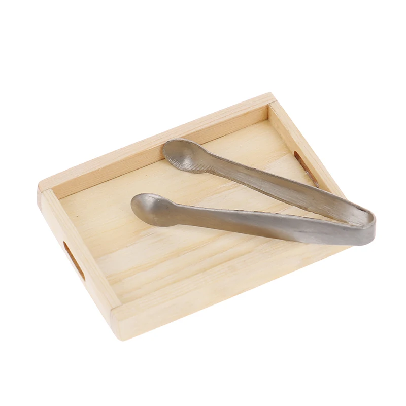 

2pcs/set 1:12 Dollhouse Miniature Dessert Vegetable Fruit Food Wooden Tray With Clip Model Kitchen Furniture Decor Accessories