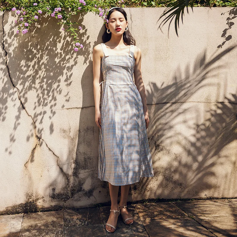 Женское платье в клетку свободное милое платье-миди с принтом для дня рождения на