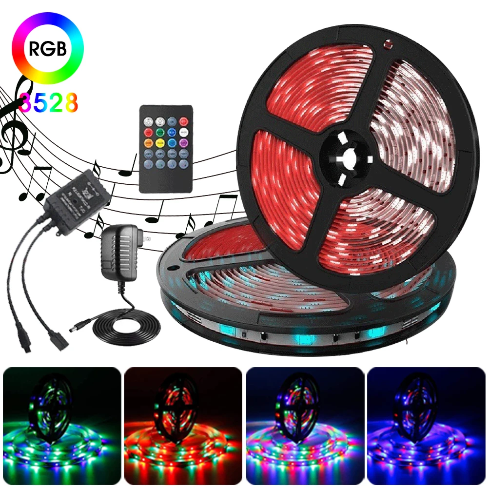 

LED Strip Lights 2835 SMD RGB Color Changing Light Strip with Remote Control Sync to Music Function for Home Bedroom Xmas Decor
