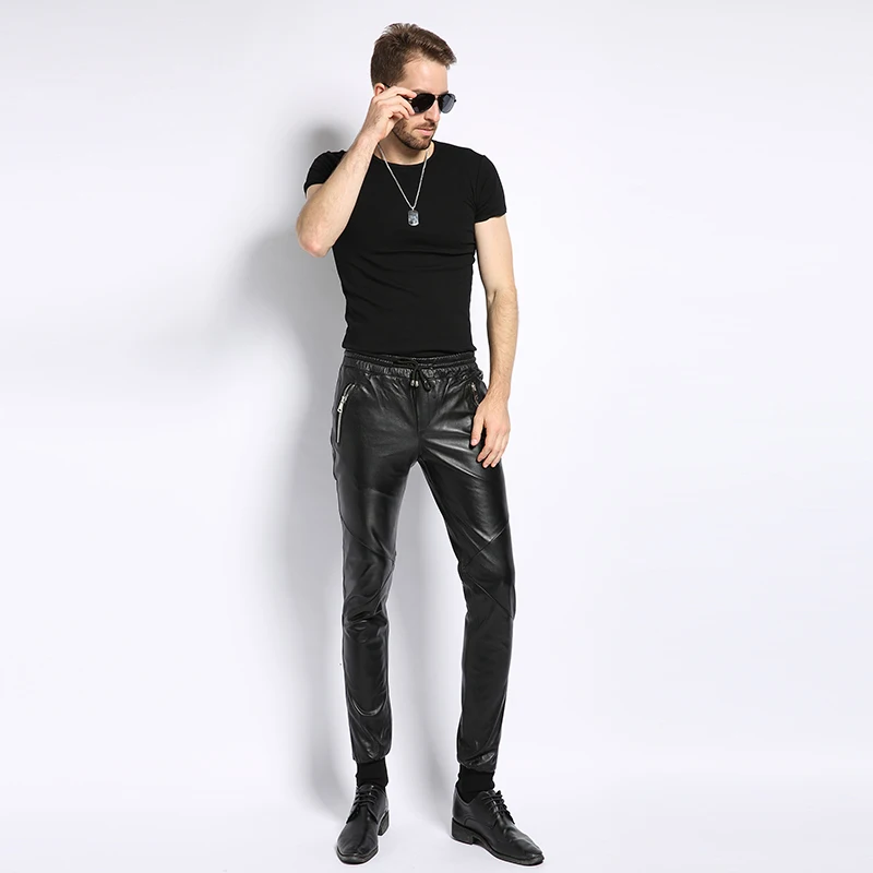 Мужские брюки из натуральной кожи 2020 осенние корейские новые Модные
