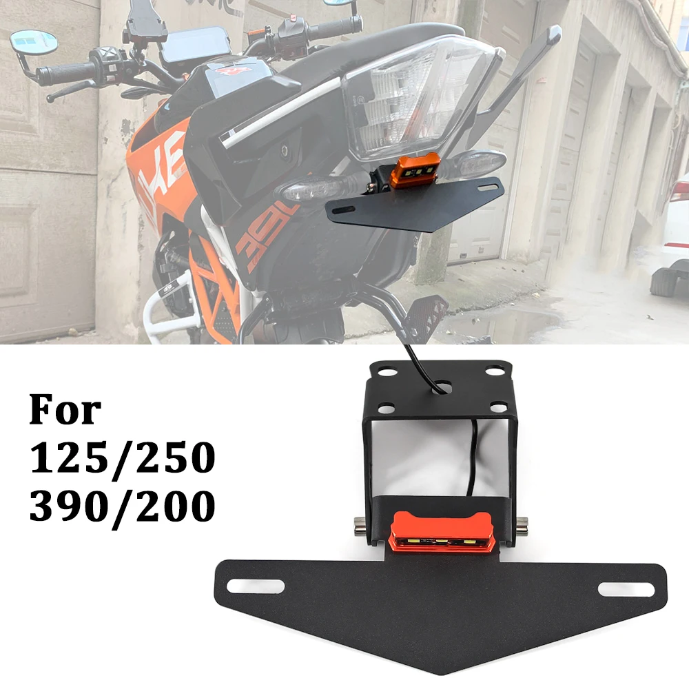 

For 250 390 200 125 RC390 2013 - 2020 Motorcycle Adjustable Angle License LED Lamp Number Plate Frame Holder Bracket