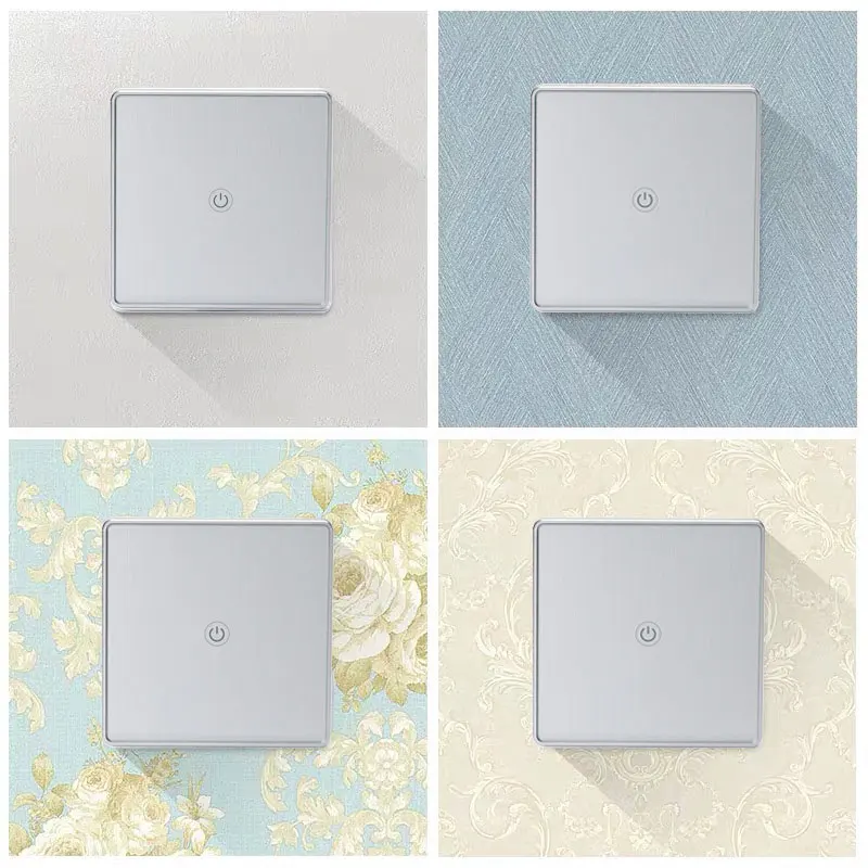 Серебряный умный выключатель света ЕС/Великобритания Wifi сенсорная стеклянная