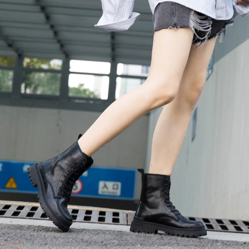 Модные ботинки унисекс из натуральной кожи новинка модные мотоциклетные черные