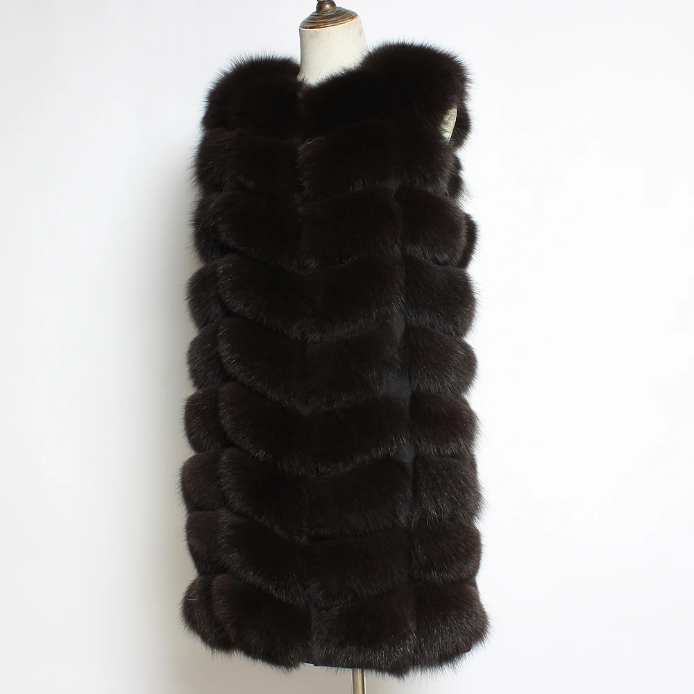 Russia Lady Long Style Real Fox Fur Vest 100%Natural Soft Genuine Winter Fashion Good Quality | Женская одежда