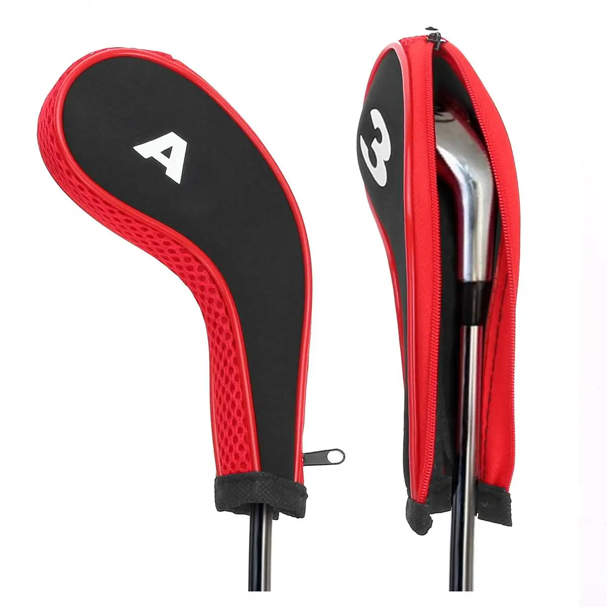 

12Pcs/set Golf Head Covers Driver Professional Number Tag Rubber Golf Clubs Head Covers Zipper Long Neck Protector Case