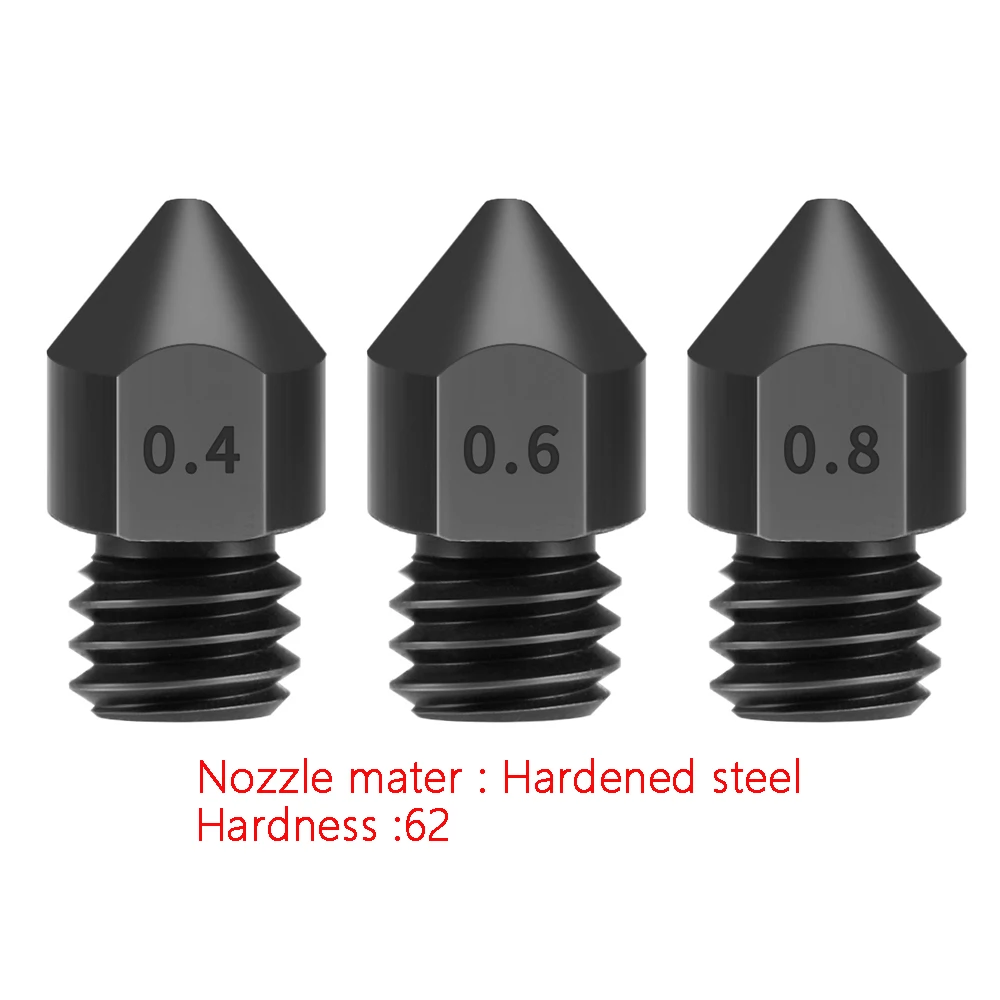 

MK7 MK8 Nozzle Super Hard Steel Mold Steel Corrosion-Resistant Extruder Threaded 1.75mm 3D Printer Nozzle for Ender3 Pro