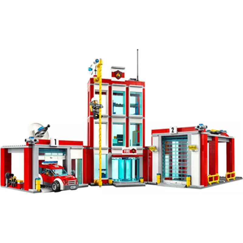 Bloques de construcci&oacute;n para ni&ntilde;os, juguete de ladrillos para armar bomberos, serie City, ideal para regalo, c&oacute;digo 958, compatible con 10831, 60110 piezas-1
