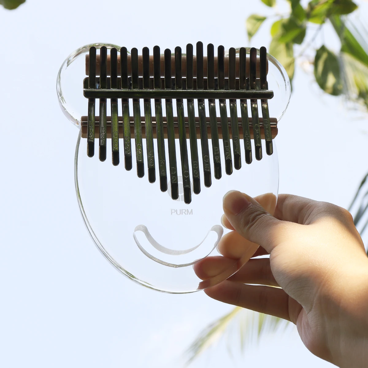 17 Key Simulation Crystal Transparent Bear Face Shape Thumb Piano Kalimba Mbira with Tuning Hammer |