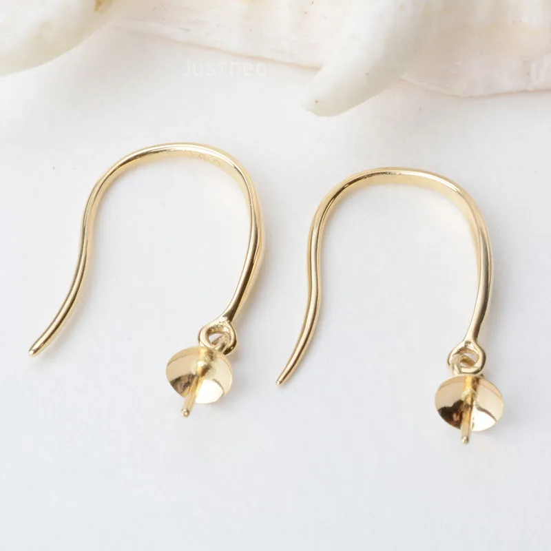 Серьги-Крючки из 18-каратного золота с шапочками бисера Eyepin однотонные жемчужные