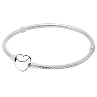 original love heart clasp snake chain bracelet bangle fit 925 sterling silver bead charm bracelet diy pandora jewelry