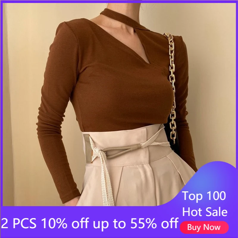 

Женская футболка с длинным рукавом, осенняя Повседневная тонкая облегающая пикантная мягкая одежда, женские топы 1913 #