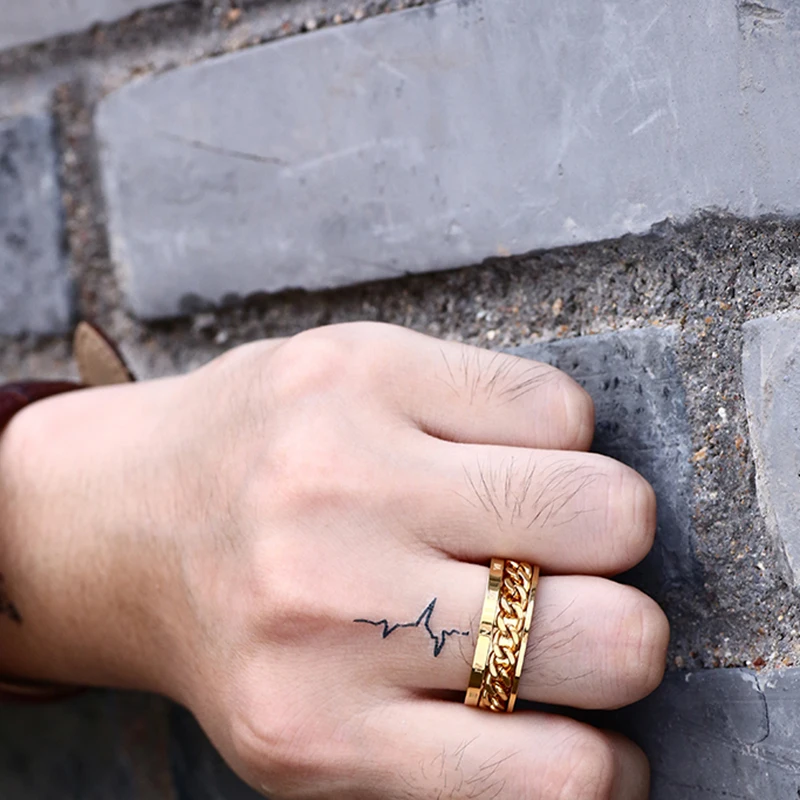 Кольцо ELSEMODE из титановой стали с римскими цифрами для мужчин и